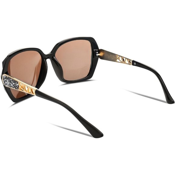 Women's Crystal Square Blue Sunglasses Sparkling Composite Shiny Frame Design - Picture 6 of 8